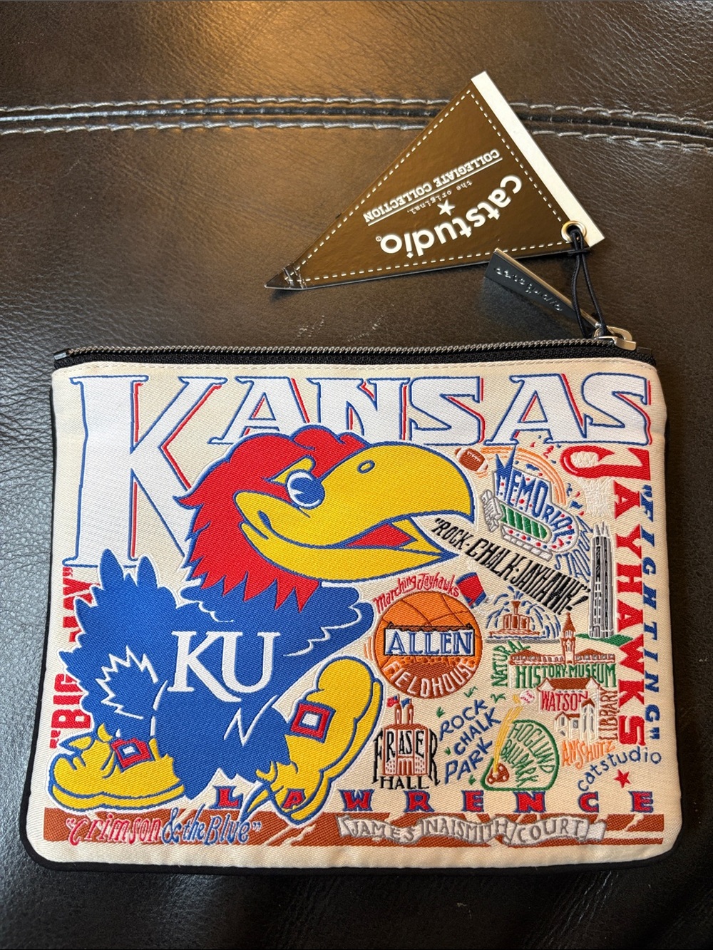 Cat studio NWT university of  Kansas fighting Jayhawks  Collegiate Zip Pouch